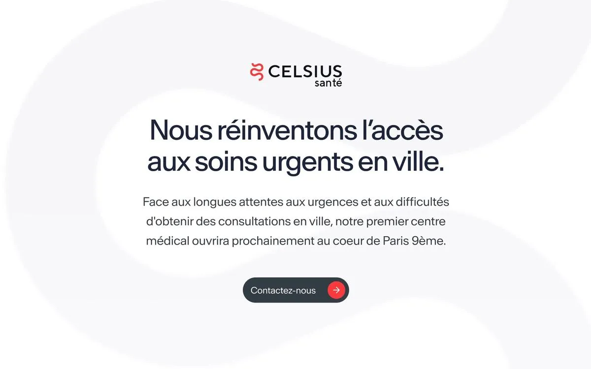 La page d’accueil du site Celsius Santé