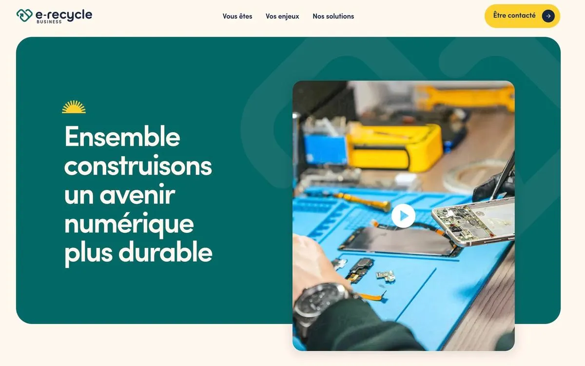 La page d’accueil du site eRecycle Business
