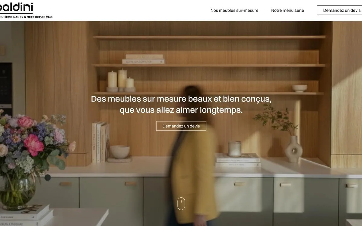 La page d’accueil du site Baldini