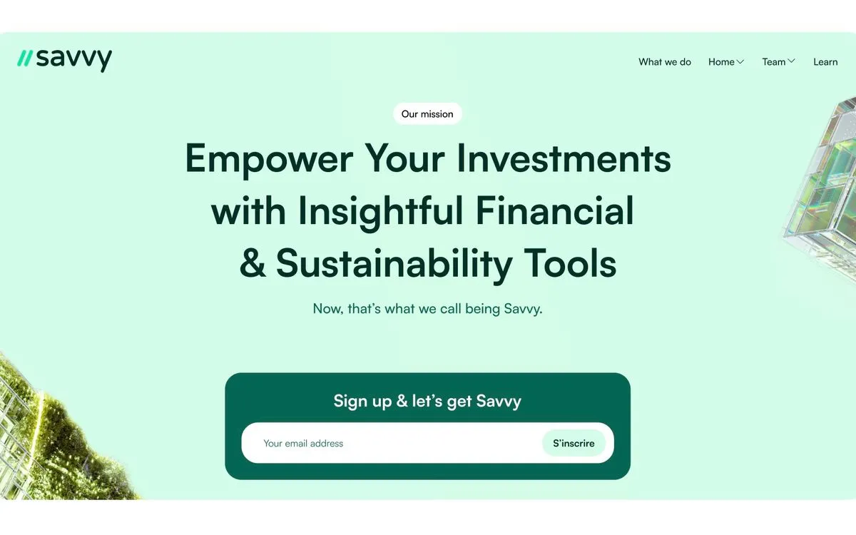 La page d’accueil du site Savvy