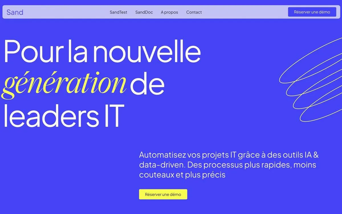 La page d’accueil du site Sand